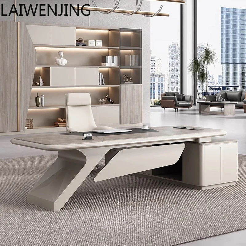 

HLZ simple modern boss office desk and chair combination paint office desk