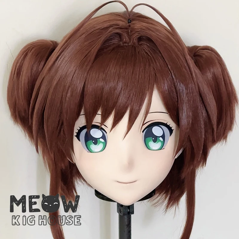 (MEO590) Customize Handmade Full Head Lockable Crossdress Male to Female Japanese Cartoon Anime Game Character Kigurumi Mask