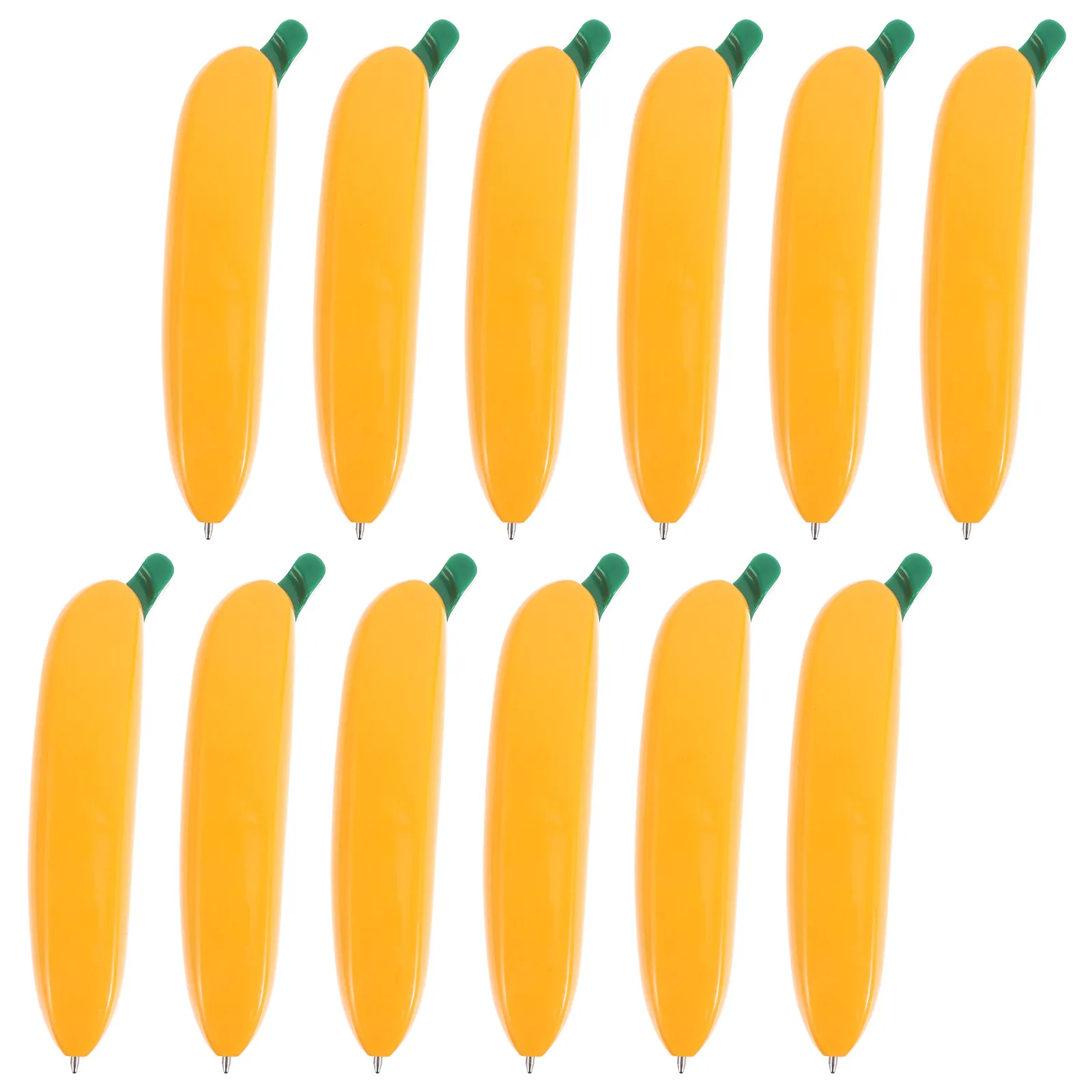 

12Pcs Yellow Banana Style Ballpoint Pens Ergonomic Grip Writing Tools for Study Gifts Smooth Flow Retractable Pens