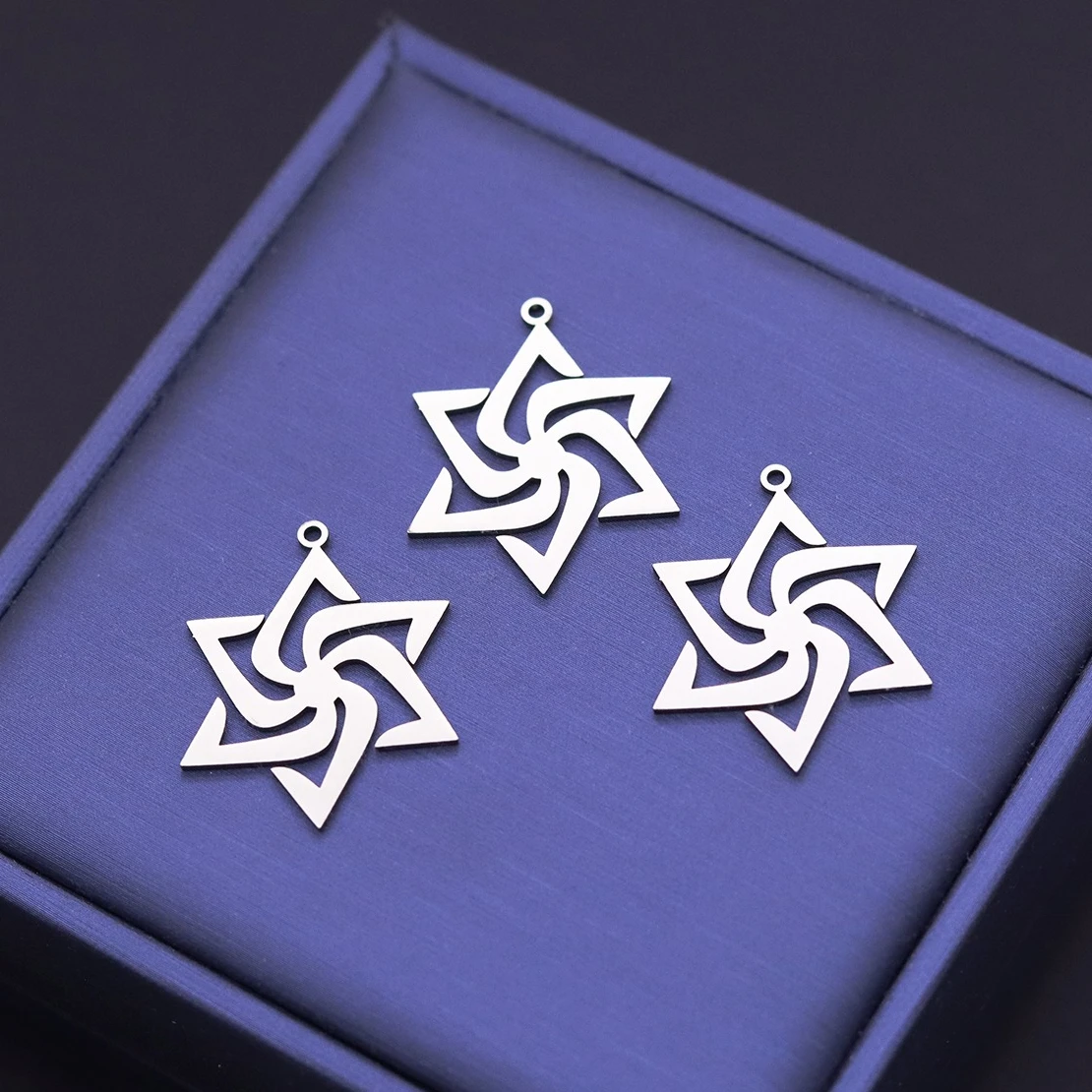 3pcs Trendy Swirl Hexagram Star Charms Hollow David Star Pendants Stainless Steel for Jewelry Making DIY Necklaces Supplies