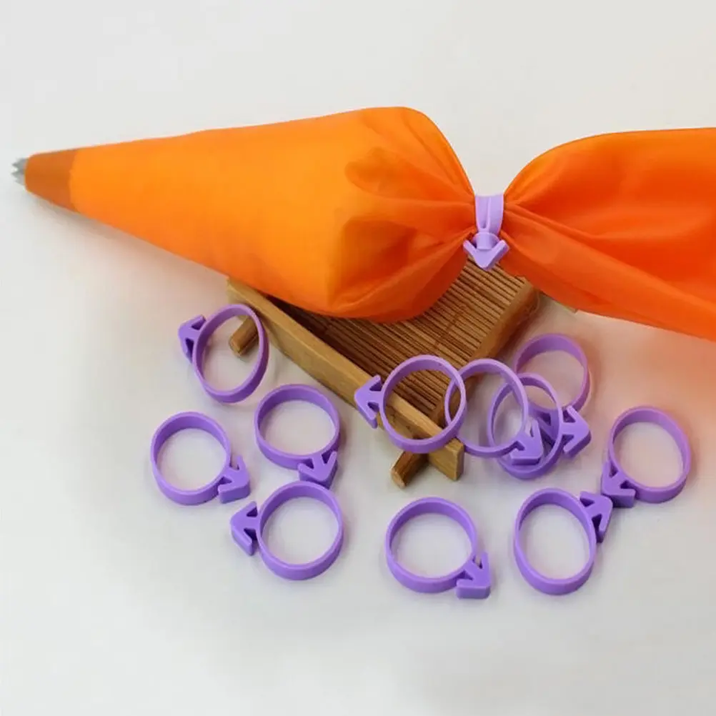 12Pcs Purple Rubber Cake Bag Sealing Ring Icing Piping Accessory 3.2x2.5x0.4cm Reusable Bag Tie Holds Tight Prevents Leaks