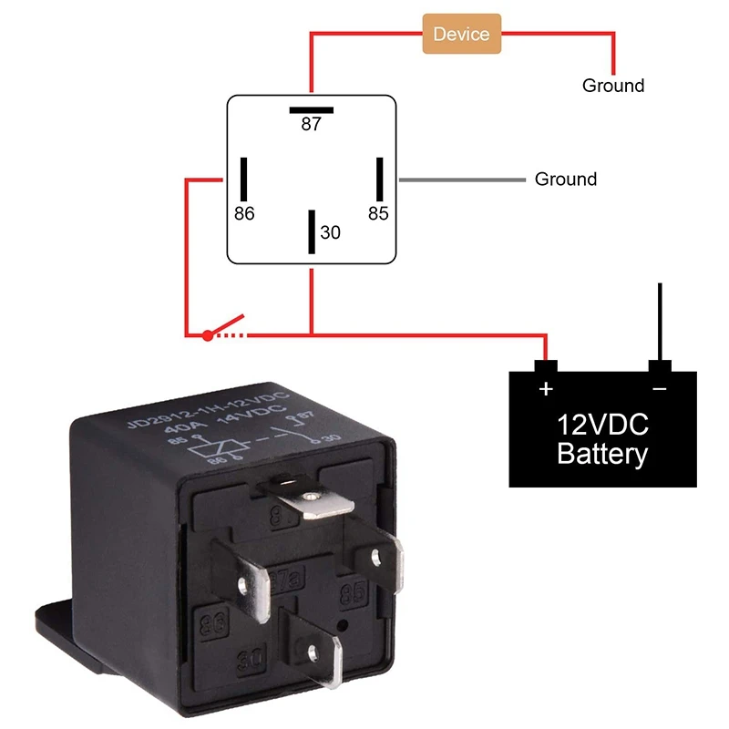 リレーカースイッチおよびスターターキット、JD2912-1H-12VDC、40a、12v、4ピン、JD2912-14VDC、2パックのリレー