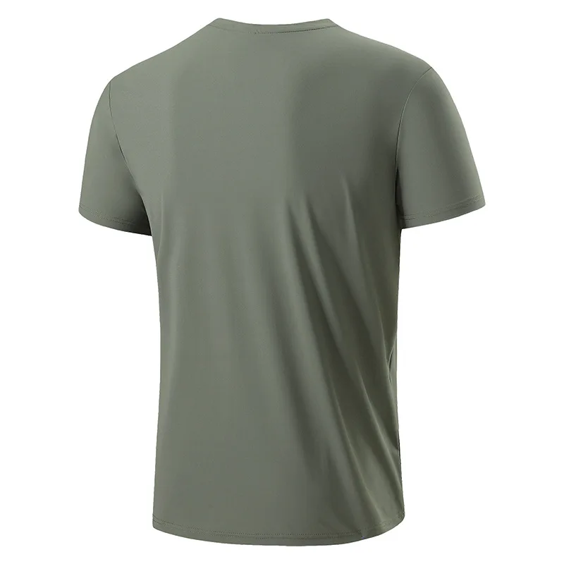 Sneldrogend casual T-shirt met ronde hals voor heren, ademend, elastisch, dun, koel zomertopje met korte mouwen voor actieve slijtage