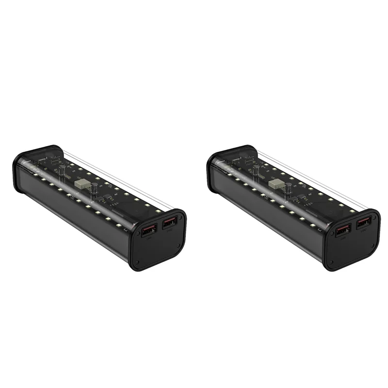 

2X 21700 Battery Storage Box 4 Slots DIY Power Bank Box For 21700 Charger Dual USB Output Typec Input Black