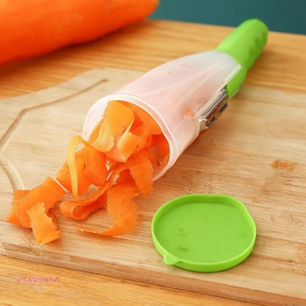 Easy Grip Vegetable Peeler Storage Tube Ergonomic Handle Peeling Tool Creative Multifunctional Fruit Peeler Food Prep