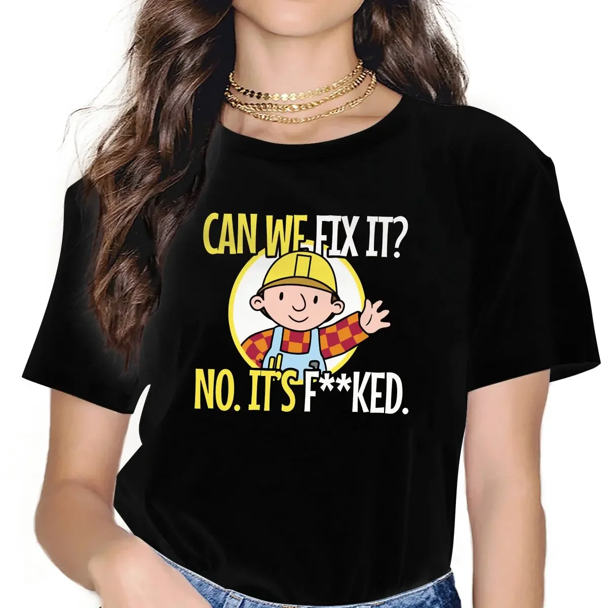 Bob The Builder Can We Fix It Funny Repair Man Essential Tshirt Girl Tops Summer Polyester Clothes Femmes Harajuku T Shirt