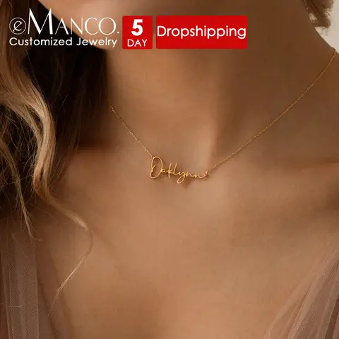 EMANCO  Custom Stainless Steel Name Necklace Personalized Letter Pendant Gift for Anniversary