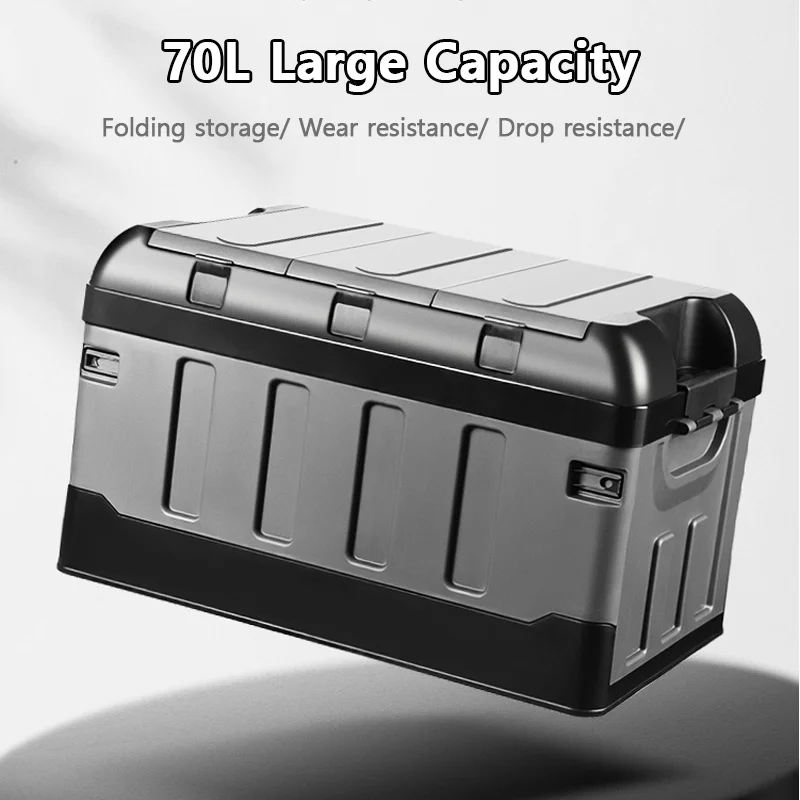40L/70L Outdoor Camping Folding Storage Box Double Layer Thickened Foldable Storage Box Car Trunk Sorting Box Organizer