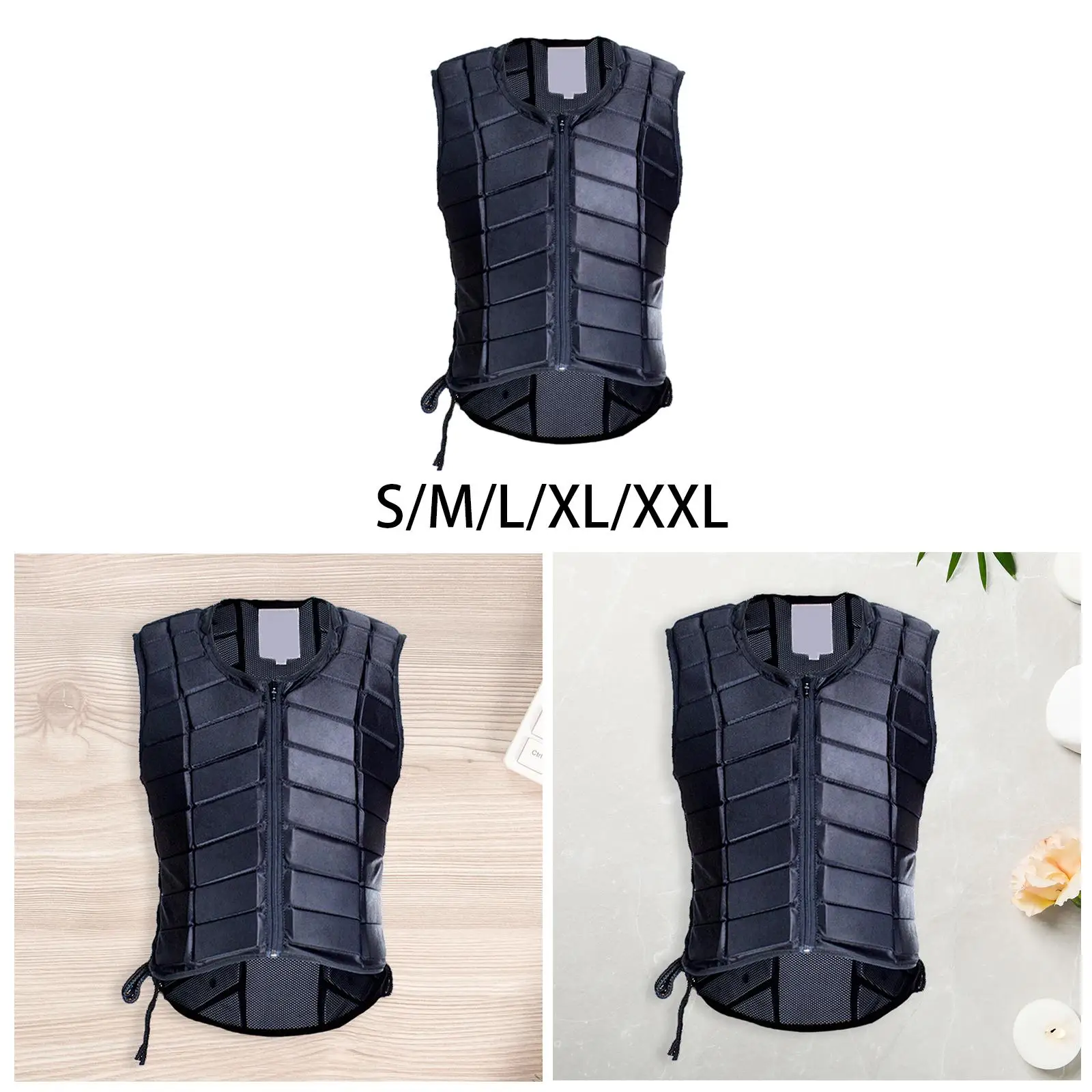 Horse Riding Vest Breathable Black Shock Absorption Adults Body Guard