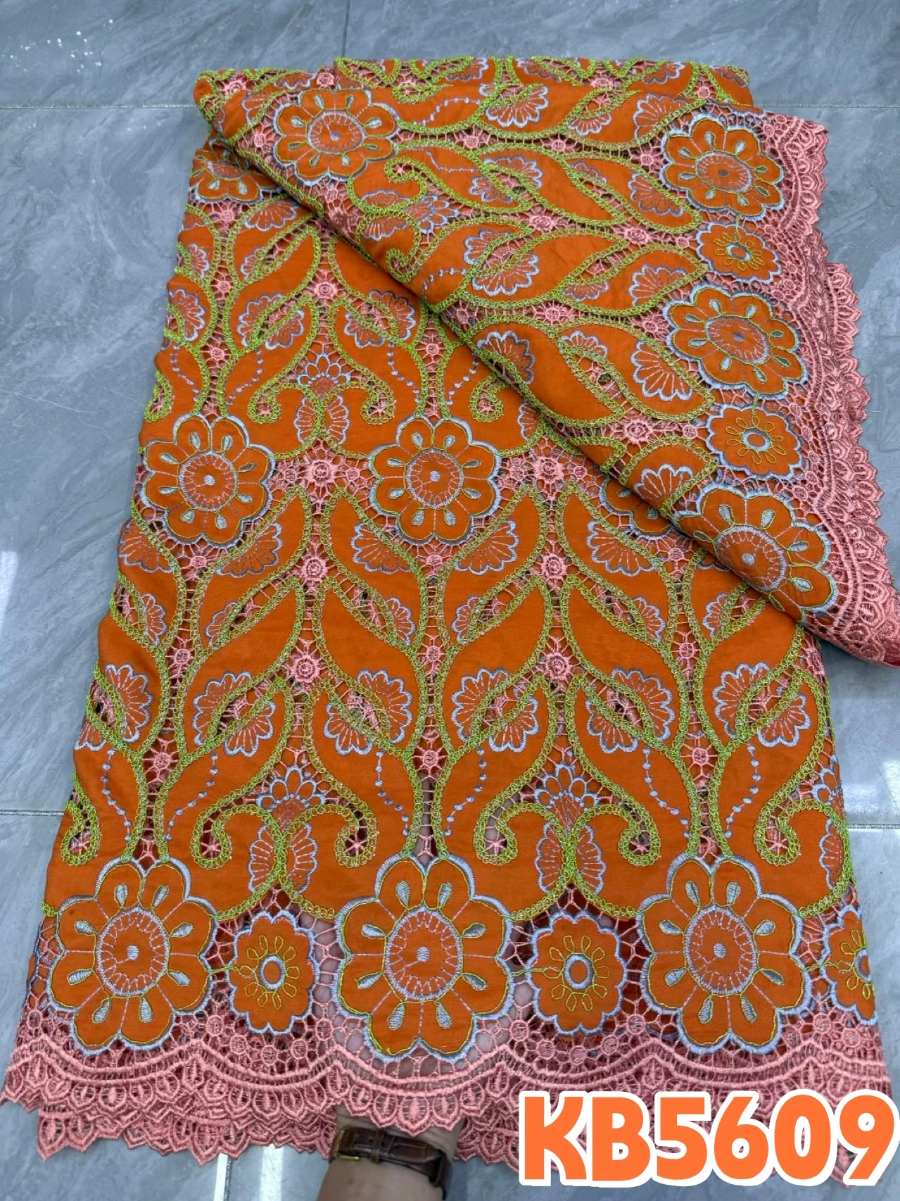 

YLS African Burnt Orange Guipure Cord Lace Fabric 2026 Nigerian Milk Silk Cord Lace Fabric for Women's Party Dress Sewing KB5609