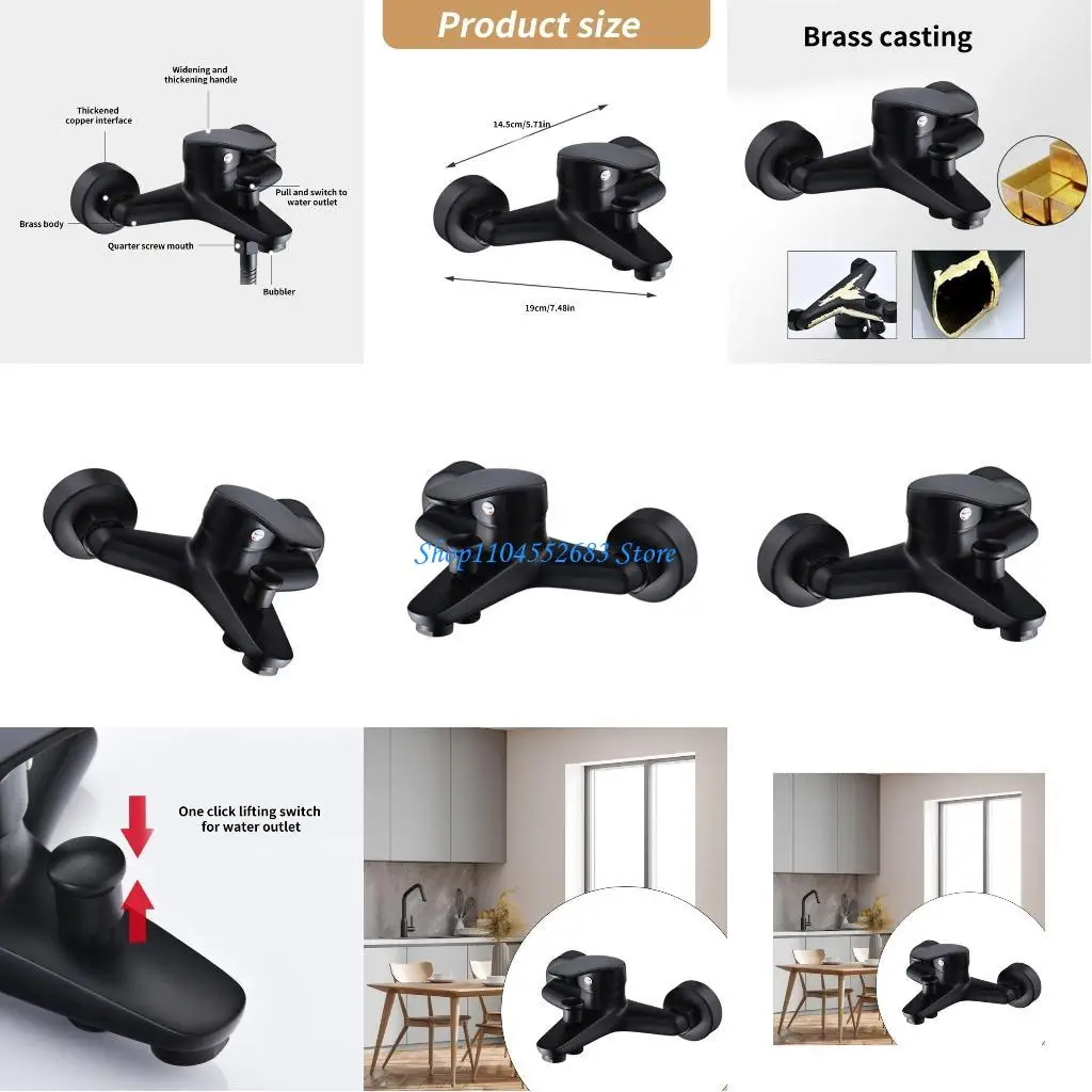 

Y6GD Functional Bathtub Water Tap Wall Mount Single Control Mixer Elegant Bathroom Tub Faucet Wall Mounted for Bathroom