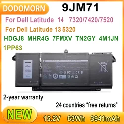 New 9JM71 Laptop Battery For Dell Latitude 14 7320 7420 7520 13 5320 HDGJ8 MHR4G 7FMXV TN2GY 4M1JN 1PP63 63Wh 15.2V 3941mAh