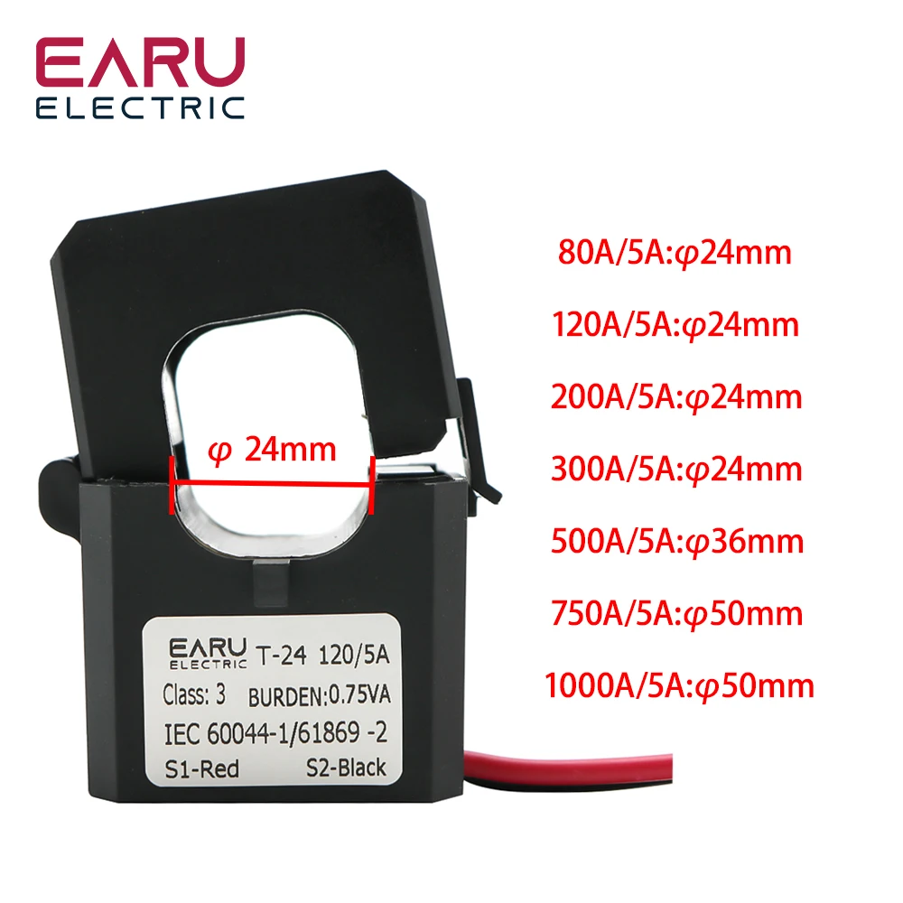 5A Split Core Current Transformer Sensor AC Open Type CT 80A 120A 200A 300A 500A 750A 1000A Clamp High Frequency Transformer