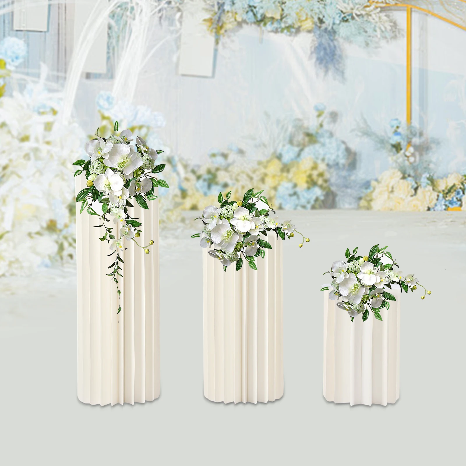 3 Pcs Flower Cardboard Rack Vase Stand Geometric Column for Wedding Party Stand Decor 40/60/80cm Centerpiece Table