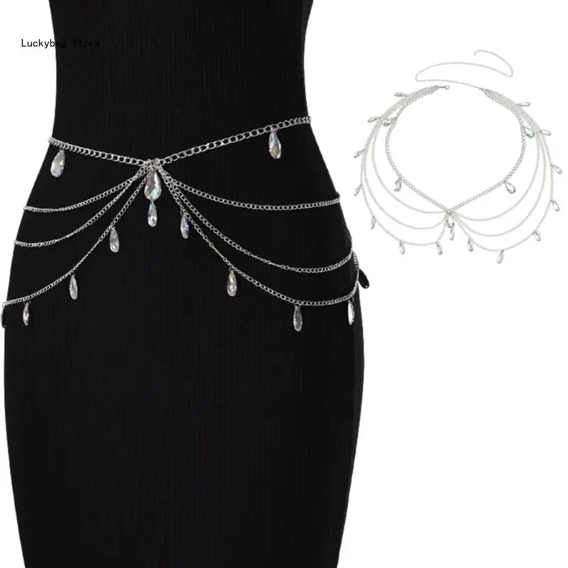 Elegante kristallen taille ketting verstelbare riem voor dames banket clubfeest