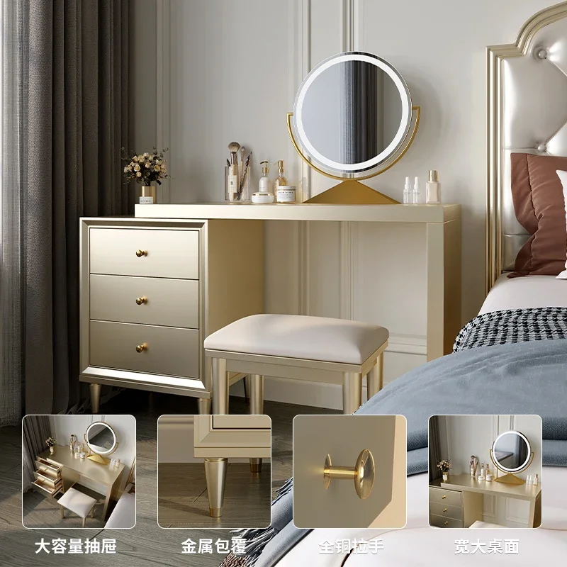 Bedroom solid wood dresser storage chest integrated small apartment special bedside makeup cabinet dressing table