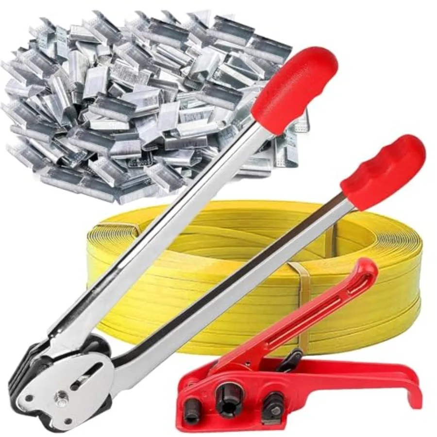 

Pallet Strapping Kit for Packing, Poly Strapping Kit, Manual Tensioning Tool and Sealer for Polyester and Polyproplyn Straps 1/