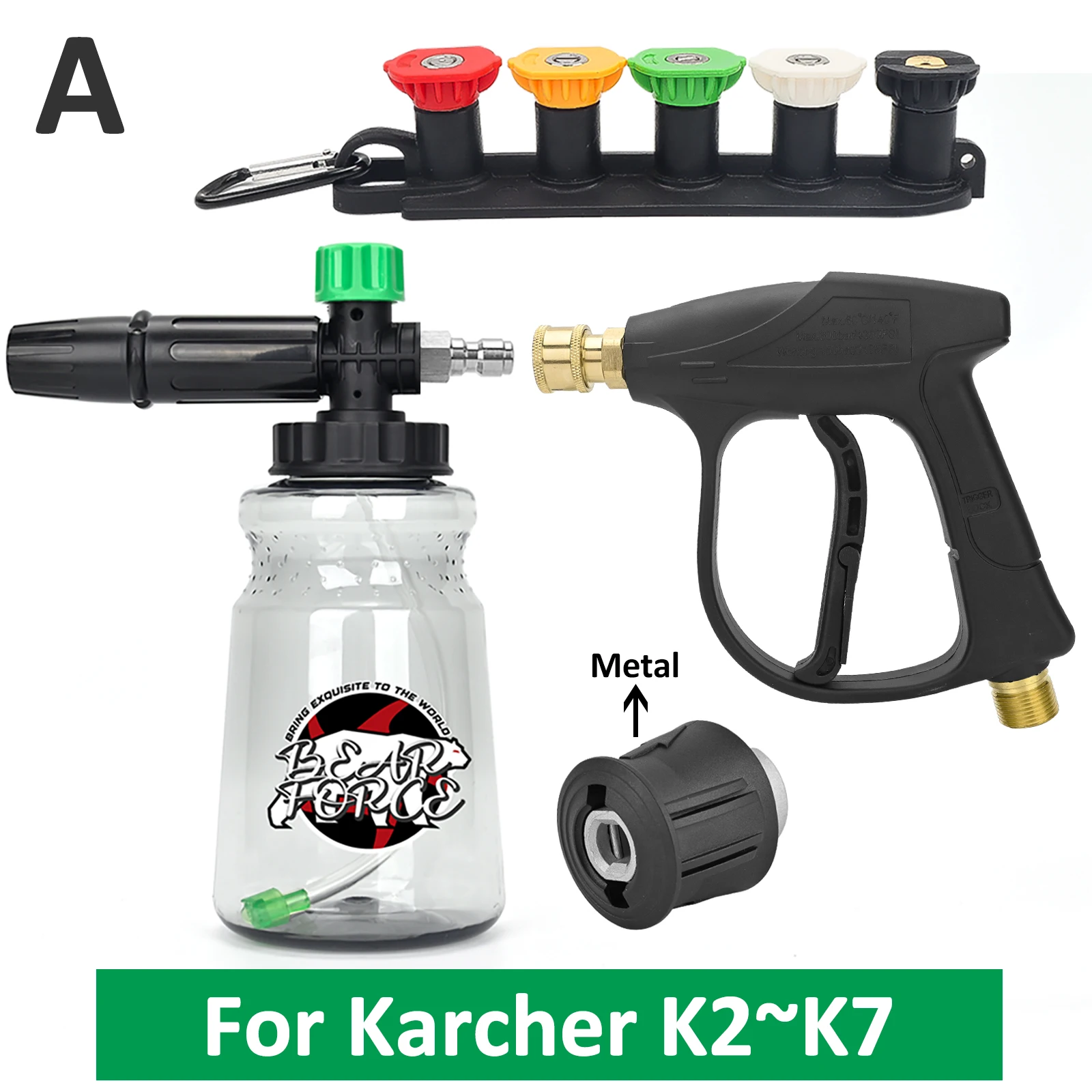 Hogedrukreiniger Waterpistool Kit voor Car Cleaning Slang Connector Voor Karcher Nilfisk Parkside Bosch Quick Connector Nozzles