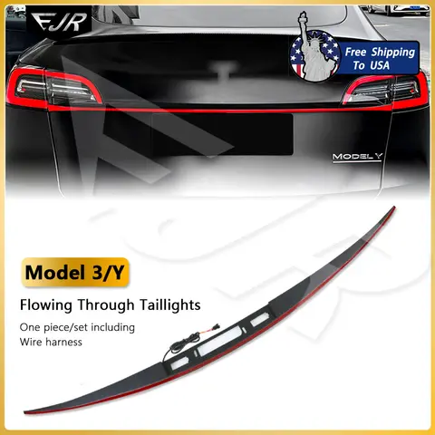EJR Car Lights For Tesla Model Y 3 2019-2023 Through Taillight Dynamic Tail Light Strip Upgrade And Modification Decoration M3 Y