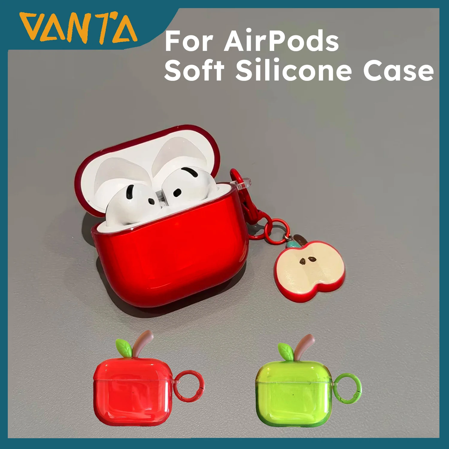Funda de Silicona Suave Branch Red Apple para Apple AirPods Pro 2 / 4a Gen / 3 Funda Protectora Transparente Antiarañazos