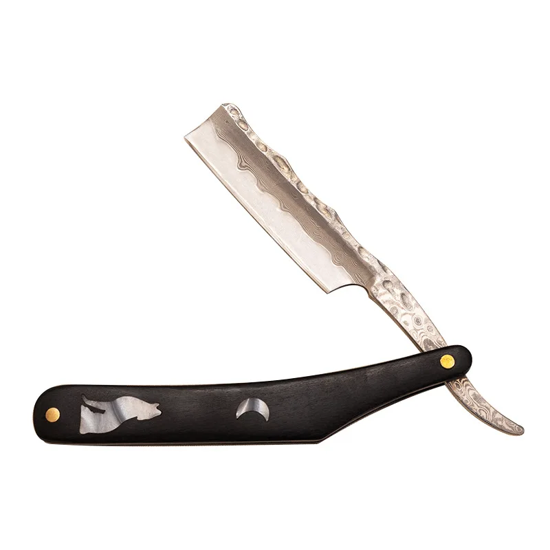 Men's Grooming Vintage Manual Razor Damascus Steel Folding Razor Shaving Razor