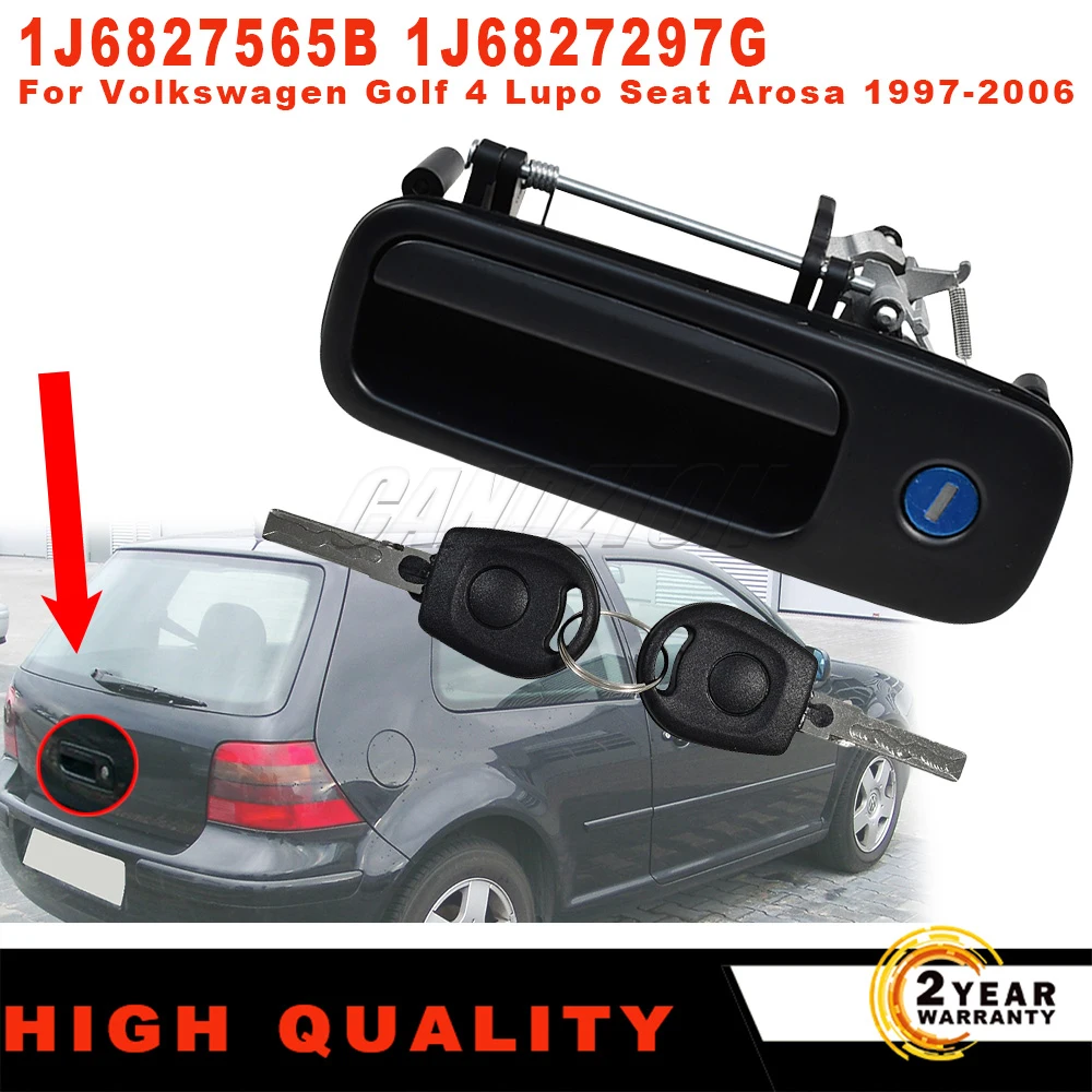 Image of Neuer Kofferraum-Heckklappengriff mit 2 Schlüsseln, schwarz, 1J6827565B 1J6827297G für VW Golf Lupo Polo, einfache Installation, Autozubehör