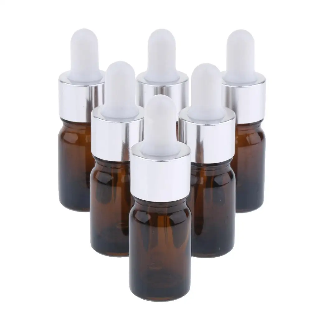 6Pieces, Refillable Empty Dropper Bottles Jar Cannings, Dropping Cases Holders, Carrier Oil Kit for Cosmetics Essential Oils