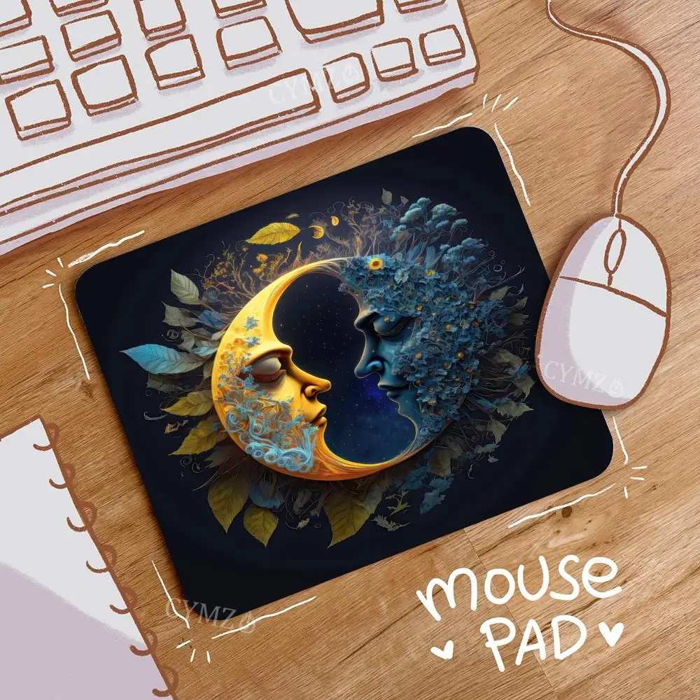 Fantastica luna illustrazione creativa piccolo tappetino per mouse tappetino da scrivania tappetini da gioco bordo cucito antiscivolo adatto per ufficio e giochi