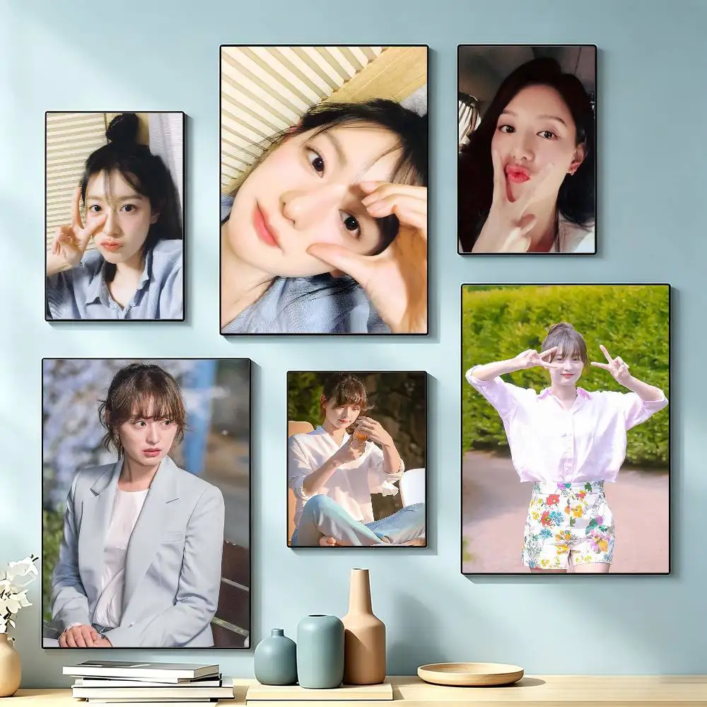 Actress K-Kim Ji won Poster Waterproof Wall Art Sticker For Bar Living Room Vintage Decor High Quality Print Gift