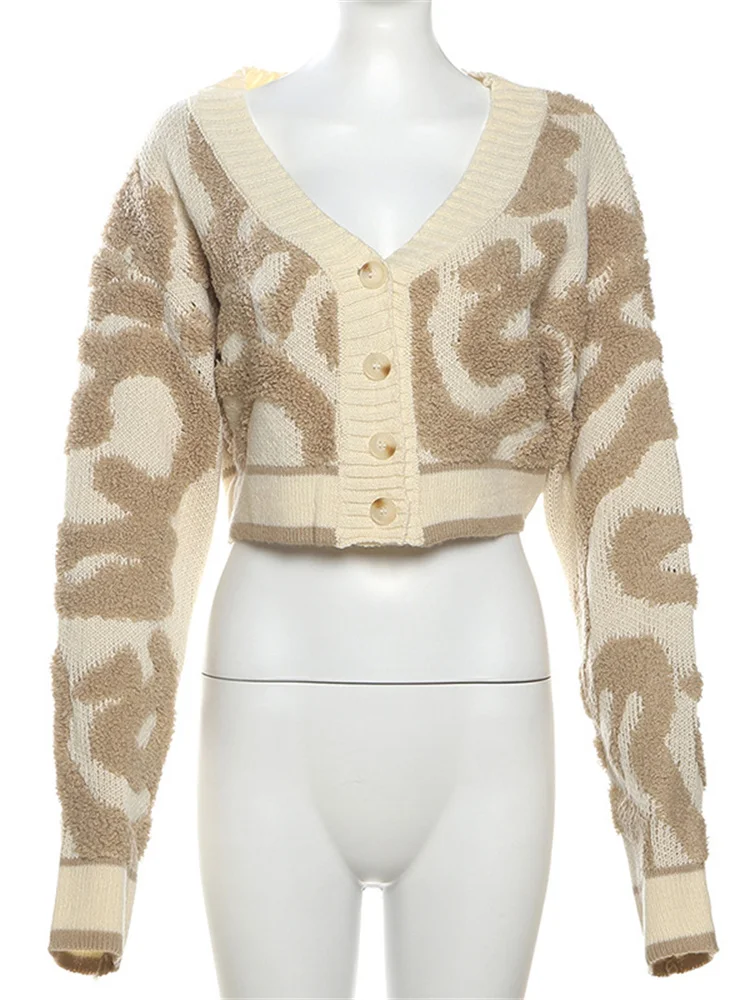 Whatiwear Contrast Patchwork Crop Jacket Women Autumn Trend Single-Breasted Cardigan Full Sleeve Street Fashion Elegant Coats