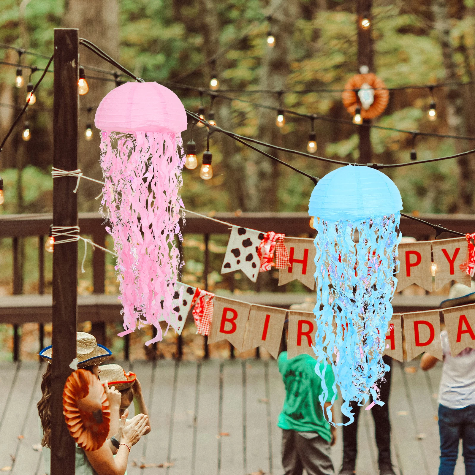 

3pcs Jellyfish Lantern Decorations Hanging Ocean-Themed Party Favors Waterproof Paper Birthday Wedding Lanterns