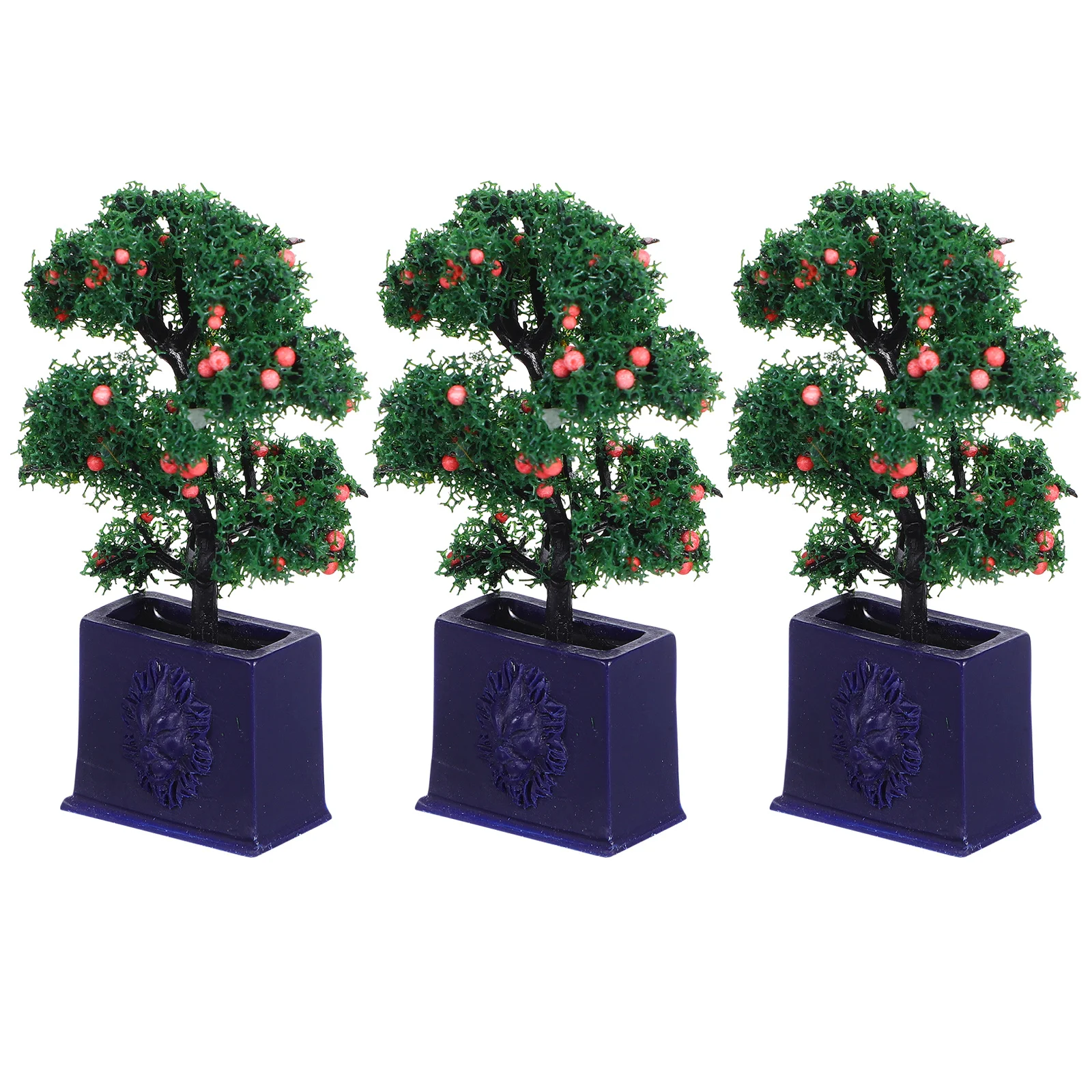 

Набор из 3 миниатюрных искусственных фруктовых деревьев: реалистичные растения в горшках для декора интерьера, поделок, фотосъемки и миниатюрных домиков