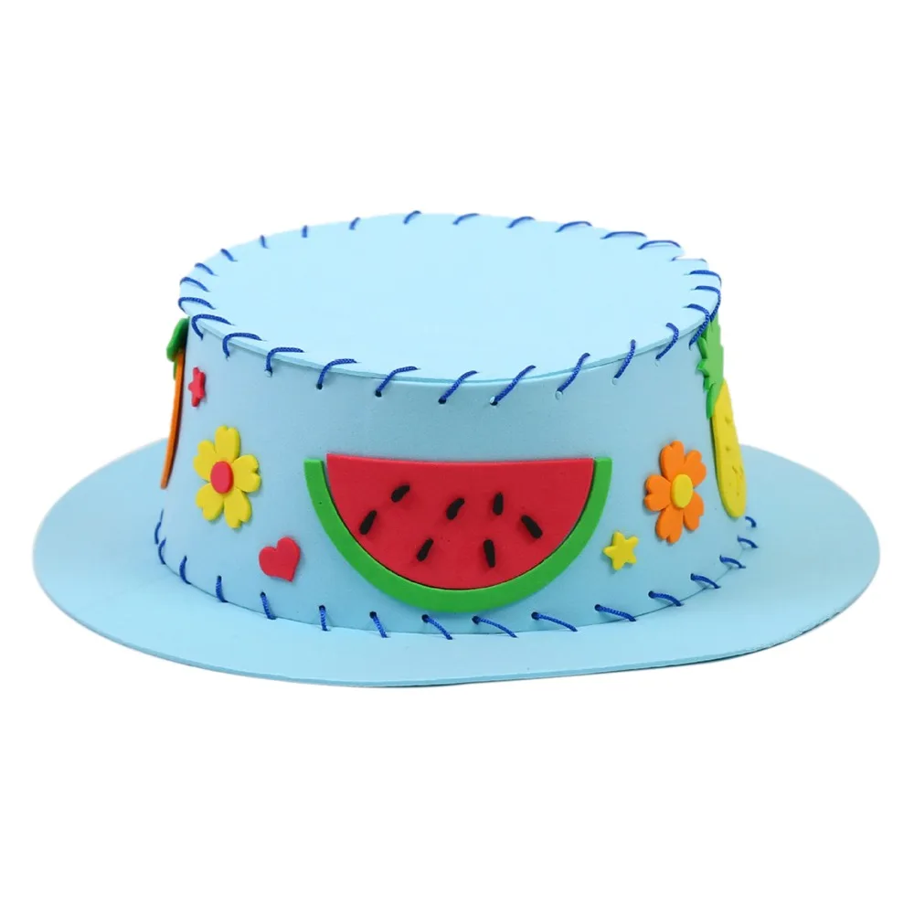 Fun DIY Sewing EVA Hat Puzzle Early Education Cartoon Animal Hat Cap Children Craft