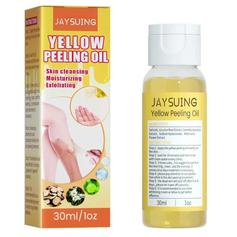 Yellow Peeling Oil for Dark Skin with Salicylic Acids Sodium Hyaluronate Natural Plant Extracts Safe for Face Body