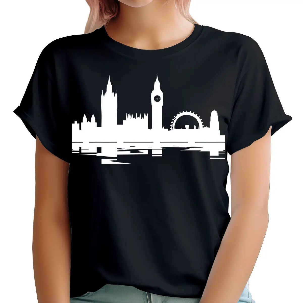 Лондонский пейзаж, Англия, Великобритания, башня, сувенир, Милая женская футболка, Топ 4 TA 51