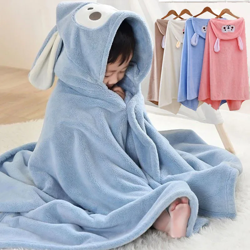 

Детское полотенце с капюшоном, коралловое флисовое банное пончо, халат с капюшоном в виде животного, детское банное полотенце, быстросохнущее полотенце