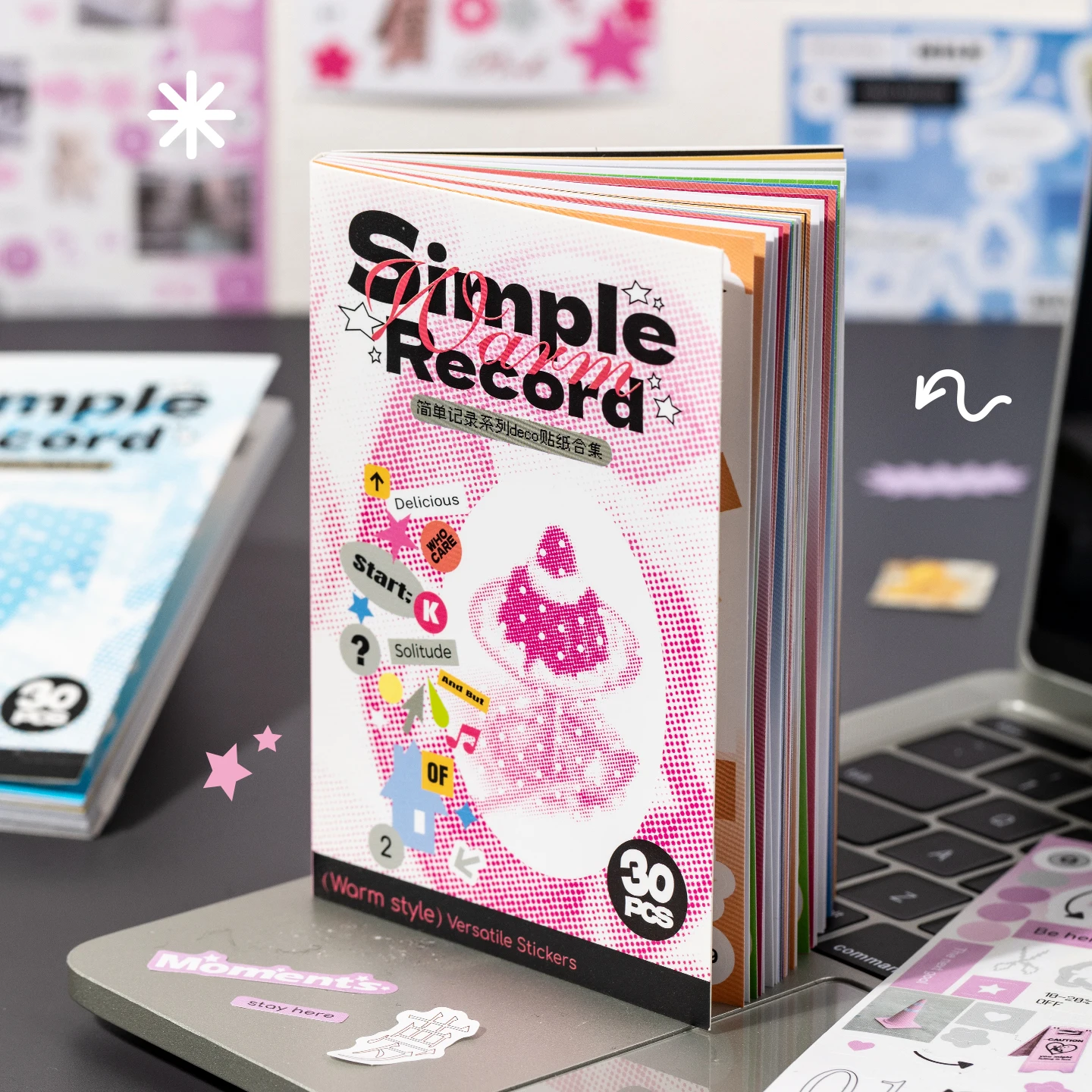 

MINKYS Simple Record Series Decorative Sticker Book Kawaii Scrapbooking Stickers Journal Stickers Set Stationery