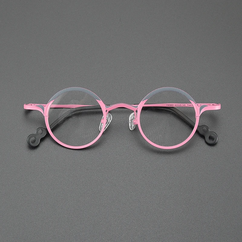 Ultra-light pure titanium small round frame glasses retro fashion trend designer literary niche color-changing optical glasses