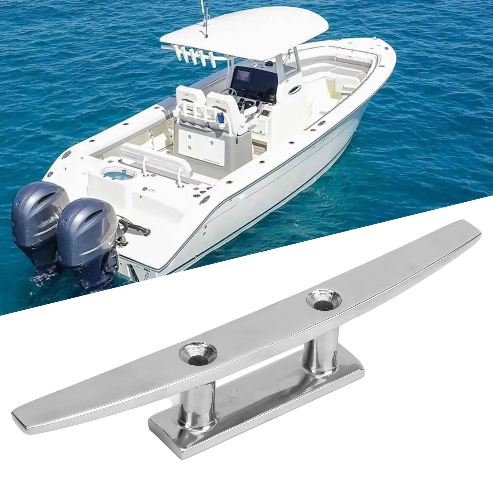 10in Low Flat Dock Cleat 2 Hole Deck Rope Holder OEM Tie Down 316 Stainless Steel Accessory for Boat Yacht Part view 5
