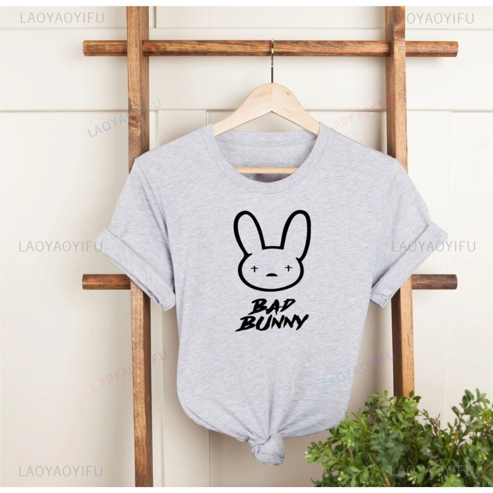 

Bad Bunny Graphic Logo Printed T-shirt Casual Fashion Loose Streetwear Hip Hop Loose Man Tshirt Summer Short Sleeve Women Tees