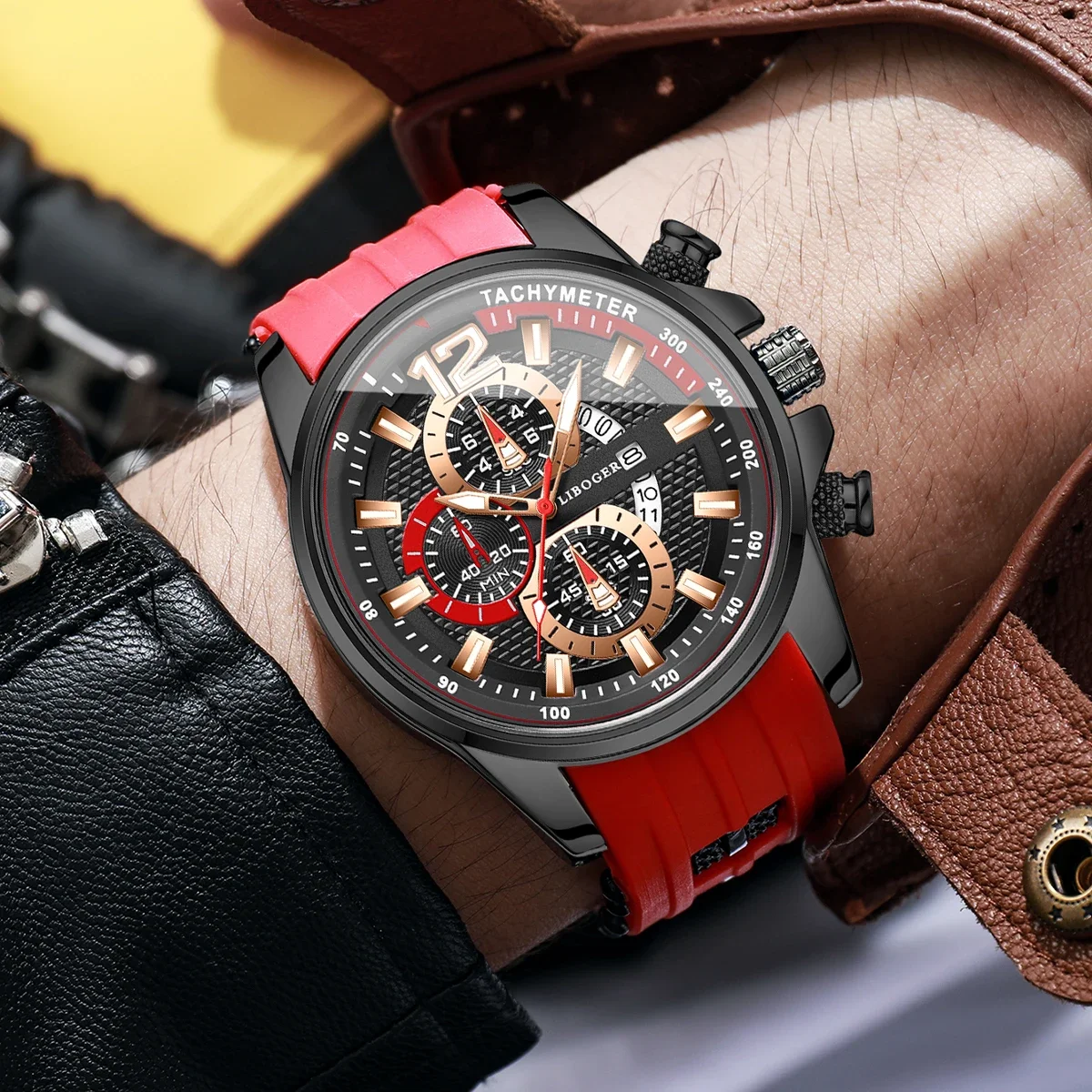 أزياء العربية الهاتفي الرجال الساعات عارضة سيليكون حزام رجل الساعات الرياضية التقويم كوارتز ساعة اليد Reloj Hombre (بدون صندوق) #3