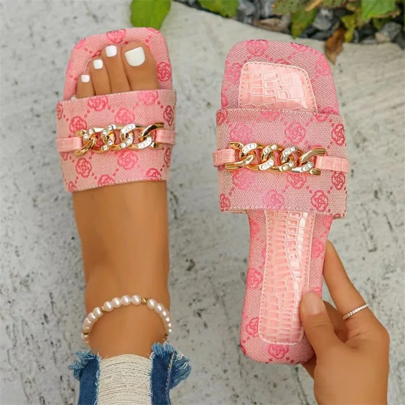2024 New Summer Women Slippers Fashion Casual Open Toe Shallow Sandals Flats Shoes Low Heels Slippers Slides Women Plus Size