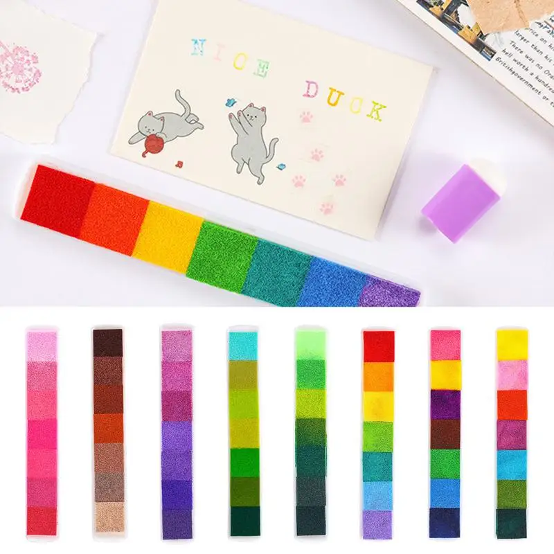 7 Colors Finger Bar Ink Pad Rainbow Gradient Color Ink Pad For Stamp Print DIY Handmade Gift Journal Diary Decoration Office