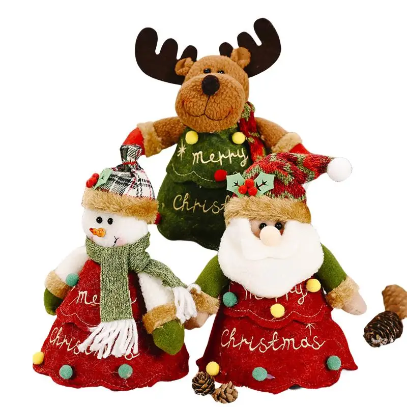 2024 New Christmas Santa Sack Children Xmas Gifts Candy Stocking Bag Exquisite Santa Claus Printed Linen Christmas Candy Bag