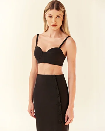 Women’s High‑Waist Black Pencil Skirt Midi Length with Side Slit Vertical Button Detail Fashion Office Wear Trendy Summer