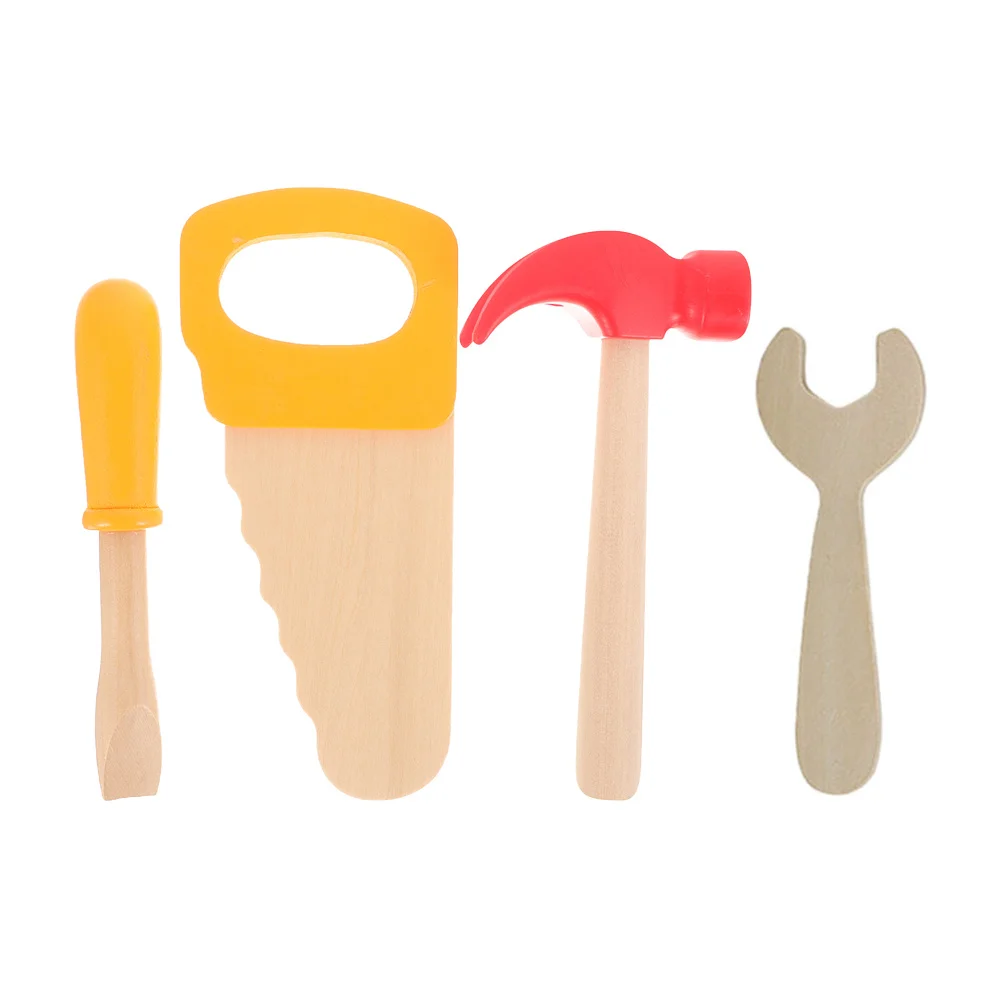 4 stücke Holz Werkzeug Set Kinder Bildungs Bau Hammer Säge Schraubendreher Montessori Spielen Set Für Geburtstag Party Spiel Aktivitäten