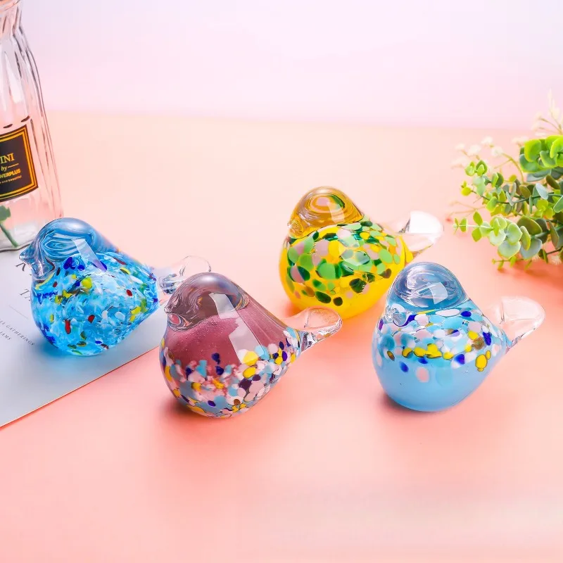 1Pcs Hand Blown Glass Animal Sculptures, Bird Glass Sculptures, Modern Mini Home Decor, Children's Gifts, Desktop Ornaments