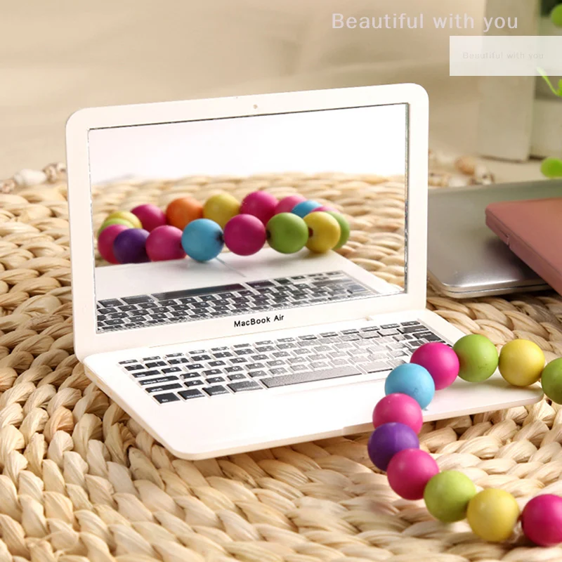 مرآة مكياج صغيرة عالية الجودة للكمبيوتر المحمول ماك بوك فضي وأبيض مرآة لمستحضرات التجميل تصميم جديد مرآة مكياج محمولة مرآة مدمجة #2