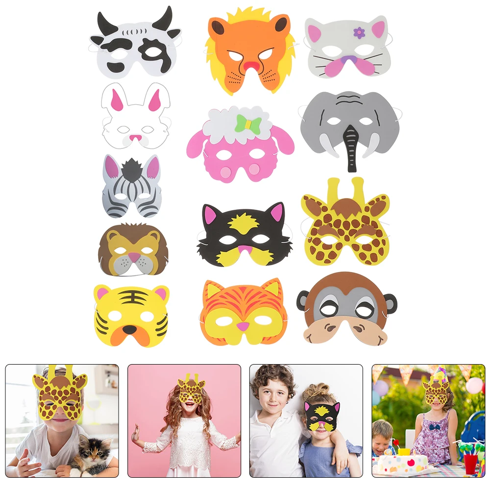 

13pcs Animal Mask EVA Cartoon Animal Face Reusable Decorative Masks Lightweight for Halloween Party Cosplay Festival Decoration