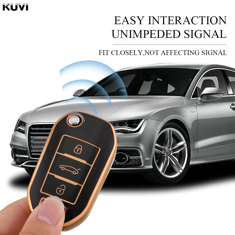 New TPU Car Flip Key Case Cover Shell For Peugeot 208 308 408 508 2008 3008 4008 5008 For Citroen C3 C4 CACTUS C6 C8 Accessories